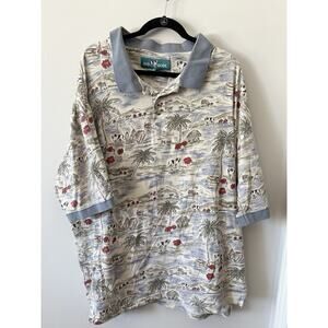 Vintage Big Dog Hawaii Beach Themed Polo Shirt Men's Size 4XL
